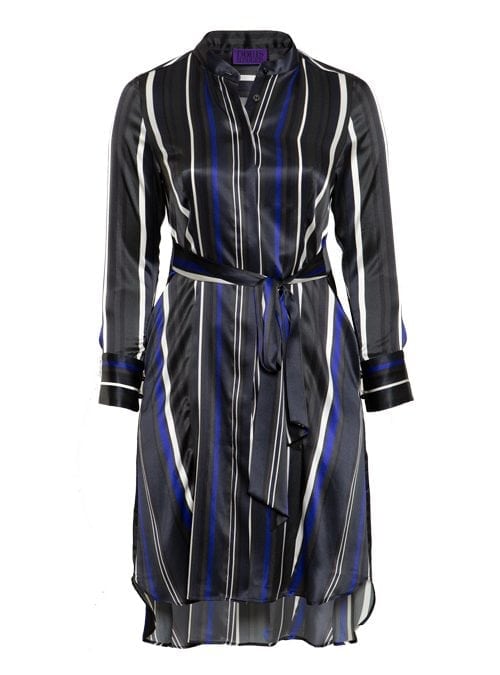 Dress Feminine Classic, Wide stripes, Silk