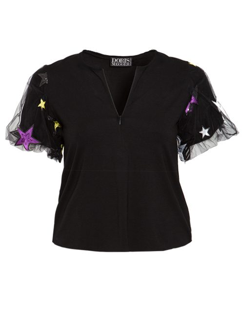 Sway Cropped Shirt, Front Zip, Catching stars