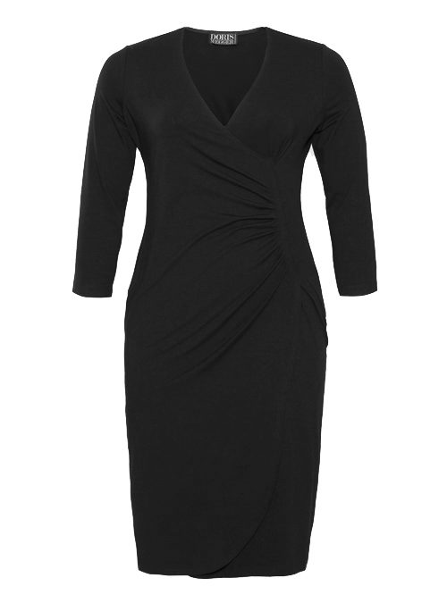 Curvy Wrap Dress, Classic Black, Jersey