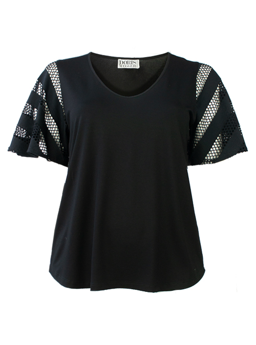 Dramatic Amanda Shirt, See-through Sleeves, Black