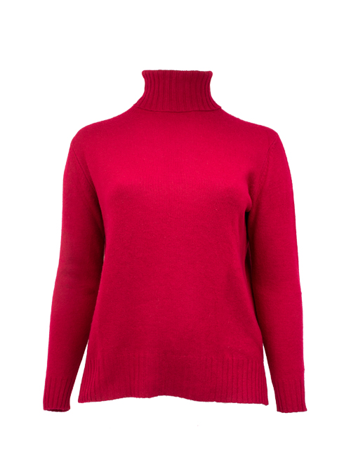Recycled Cashmere Pullover, Berry Red