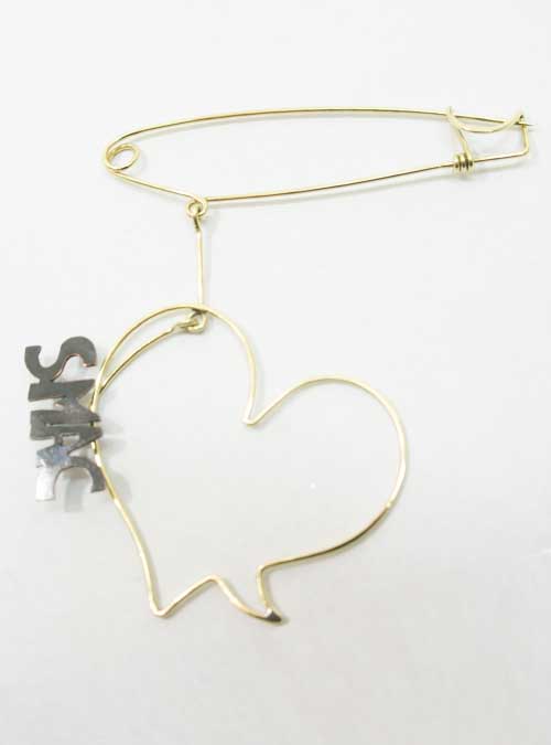 Gold and Silver Heart Pin, Italian Craftsmanship