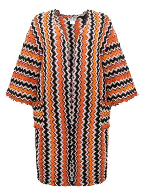 Long Kimono Coat, Zig Zag Knit