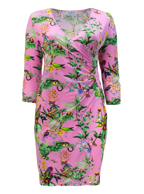 Curvy Wrap Dress Deluxe, Pink Paradise