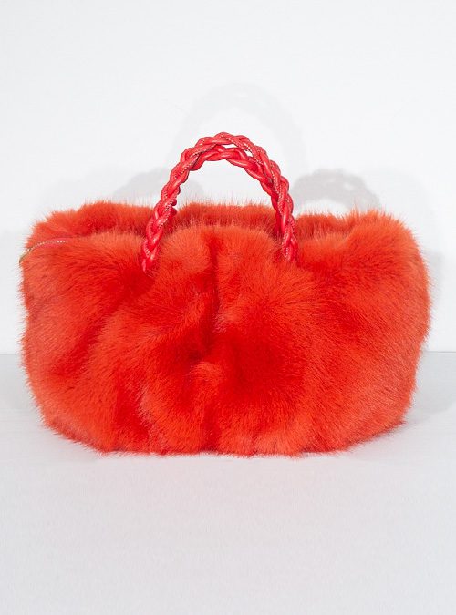 Faux Fur Bag, Bright Mandarine Orange