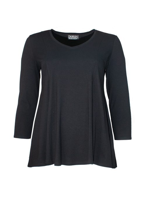 Shirt Sofia, A-Line, Deep Black, V-Neck