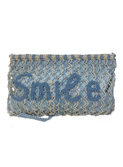 Macramee Bag, Smile, Pearl Embroidered