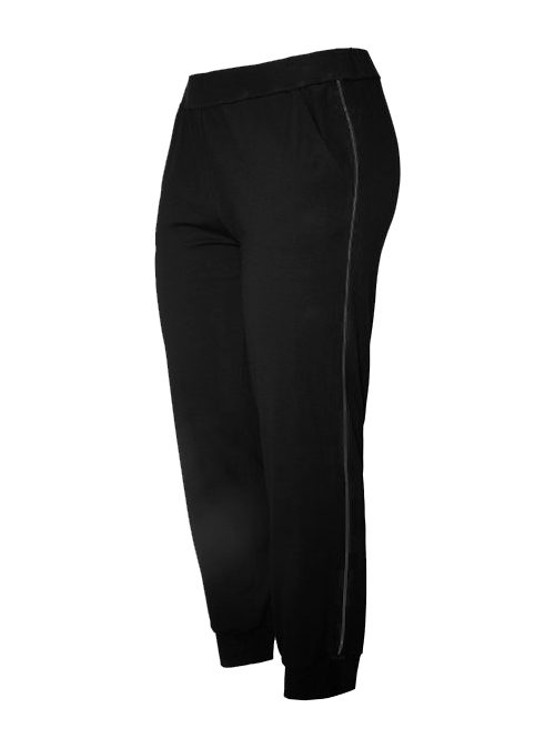 Casual Glam Pants, Contrast Line, Double Black