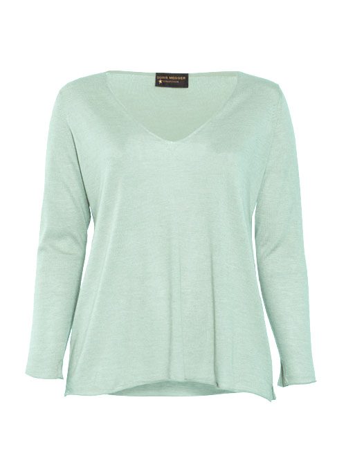 Layer Pullover, Cashmere and Silk V-Neck, French Green