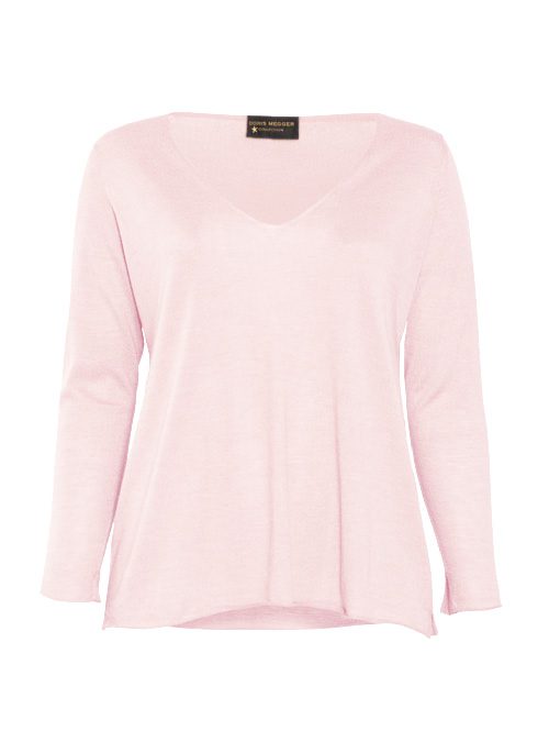 Layer Pullover, Cashmere and Silk V-Neck, Light Rose