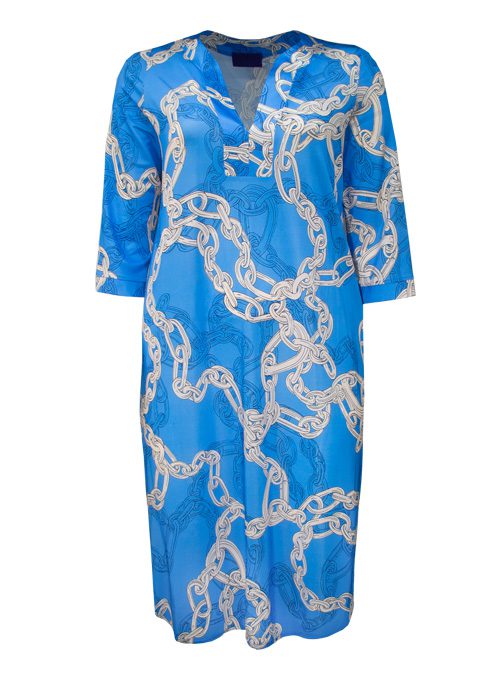 Neo Tunique Dress, Collier Azure, Jersey & Silk