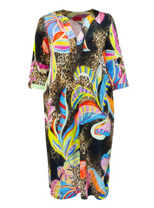 Neo Tunique Dress, Paradise Icon, Jersey & Silk