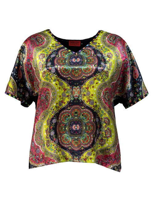 Shirt Blouse, Silk & Jersey, Oriental