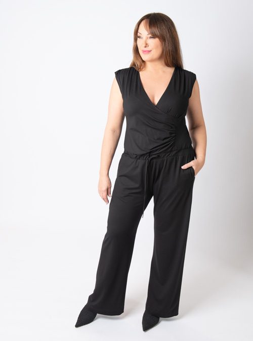 Style-Jumpsuit, Wrap Look, black, One for all