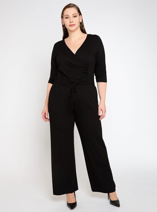 Jumpsuit, Wrap Look, Black Beauty, One for all